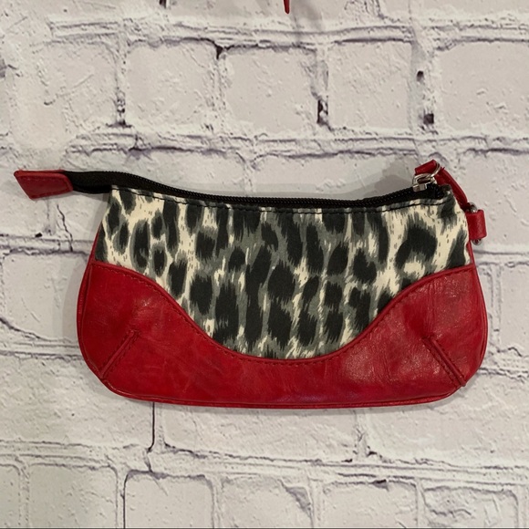 Gramercy Designs red double handle handbag with leopard interior and coin purse - Picture 7 of 11